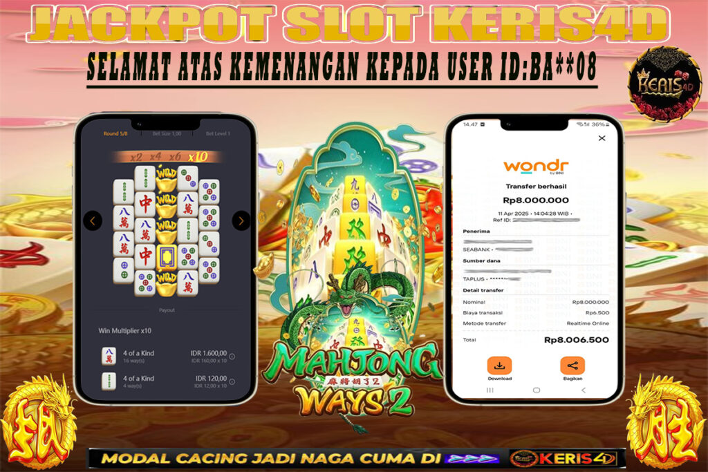 JACKPOT SLOT GACOR MAIN MAHJONG WAYS 2 11 APRIL 2025