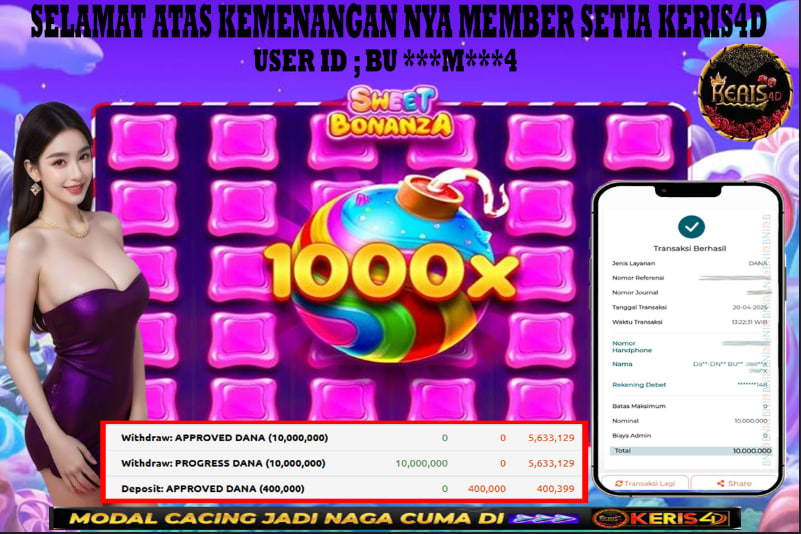 JACKPOT SLOT GACOR MAIN SWEET BONANZA 1000 20 APRIL 2025