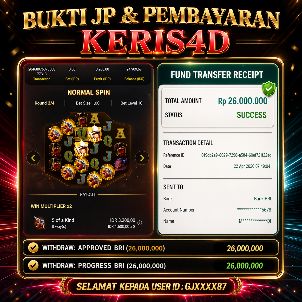 JACKPOT SLOT GACOR WILD BOUNTY SHOWDOWN 22 APRIL 2026